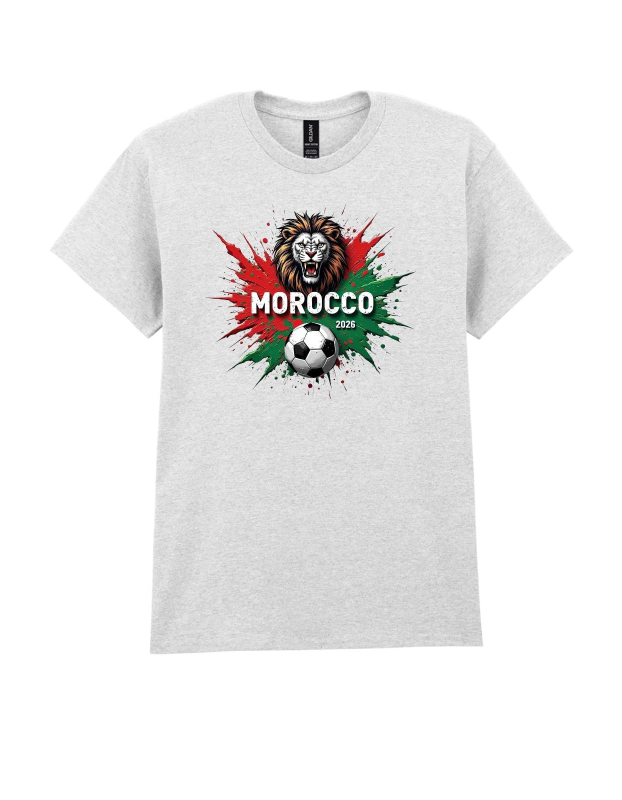 World Cup 2026 Morocco Atlas Lion and flag T-Shirts men women unisex gildan XL