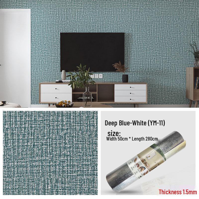 3D Self-Adhesive Linen Wallpaper: Thickened, Moisture-Proof, Light-Blocking, Thermal Insulation, Fire Retardant Aluminum Foil.