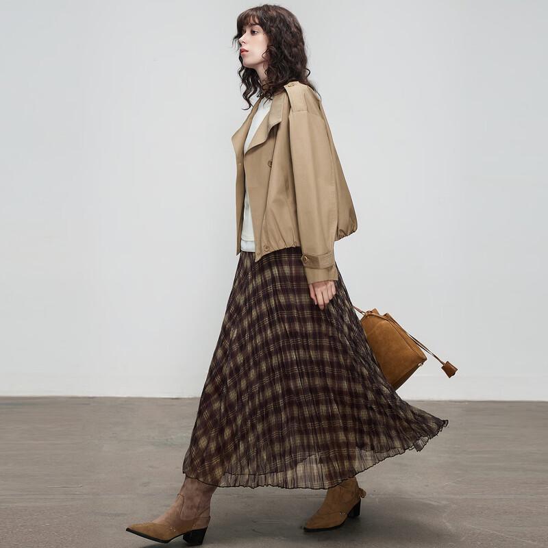 

Demana Vintage Plaid A-Line Midi Skirt M