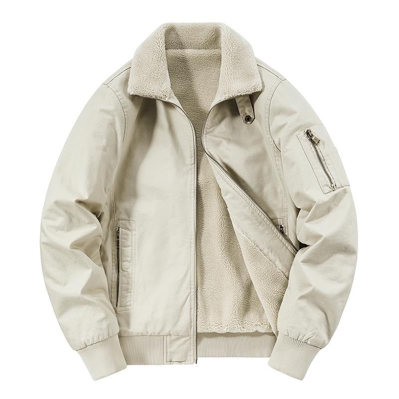 Men's Winter Plus Velvet Pilot Jacket Coat - Thickened Large Size Workwear Lapel Cotton Jacket