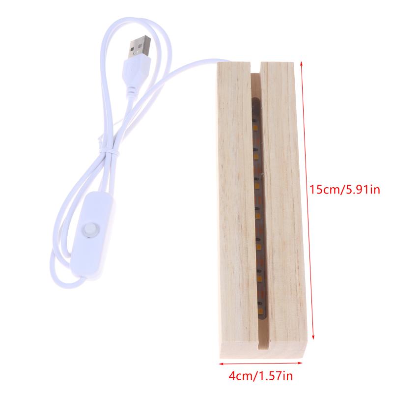 LED Rectangular Wooden Night Light Base Artistic Lamp With USB Powered Switch Suitable For Glass Art And Resin Decor