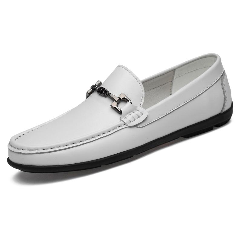 Men s Trendy Spring Casual White Leather Loafers - Breathable Driving Shoes 43