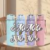 1PC Me And Me Cursive Text Art Print 750ml Color Plastic Sports Water Bottle Leakproof Flip Straw Lid Suitable for Sports Office Home Use