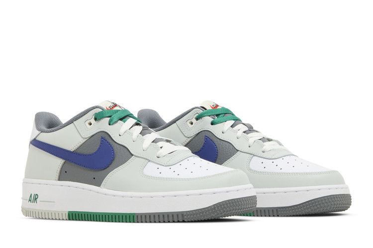 Kids' Sneakers Nike Air Force 1 Low LV8 Light Green Remix (GS) Light Silver/White/Smoke Grey/Deep Royal Blue