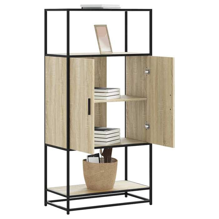 VidaXL Highboard Sonoma Oak 68x35x139 Cm Engineered Wood Metal, Sideboard, High Storage Cabinet, Display Cabinet 849040
