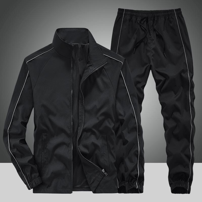 

Весенне-осенний мужской повседневный спортивный костюм, красивый комплект-двойка XXL чёрный