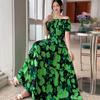 Bohemian Maxi Dress With Elastic Waist For Summer Beach Vacation And Artful Style