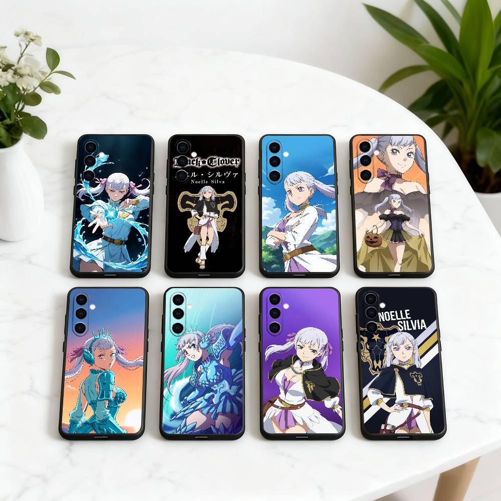 B-Black C-Clover N-Noelle S-Silva Phone Case For Samsung Galaxy A73,A72,A71,A70,A53,A52,A51,Soft Silicone Black Cover