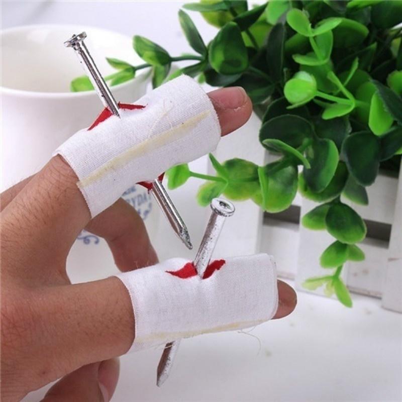 6PCS Whole Convenient New Prank Joke Toy Fake Nail Through Finger Trick Halloween Kids Children Gags Practical Jokes