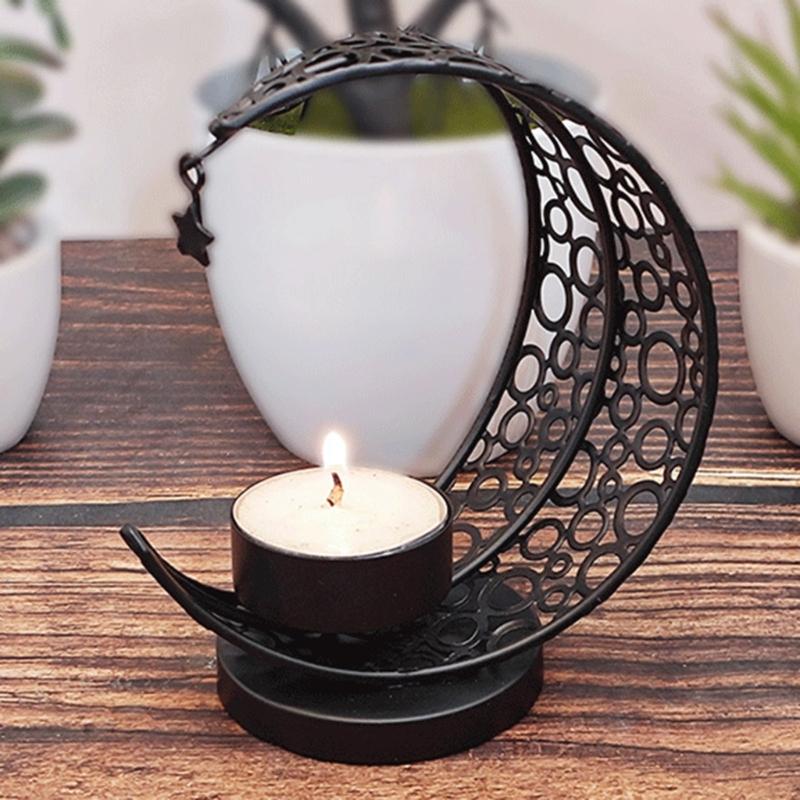 Metal Tealight Candle Holders for Eid Mubaraks Moon Shape Candle Stand Iron Candlestick Home and Parties Event Decors