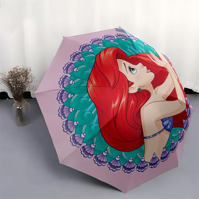 Mermaid,Ariel Automatic Umbrella - Tri-fold Portable Umbrella, Best Holiday Gift for Men and Women, Durable Iron Frame, Playful Design, Stur