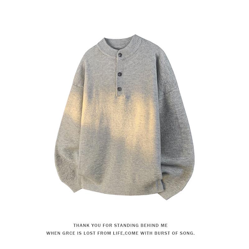 Wassup Sohot Old Money Style Men's Henley Collar Pullover Sweater