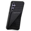 For Samsung Galaxy S25+ Case with Card Holder Leather + PC + TPU Crocodile Textured Back Cover