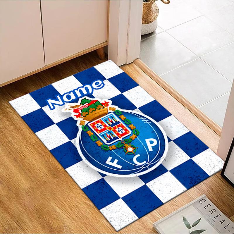 Custom Name FC Porto Crest Emblem Rug Game Carpet, Floor Mat for Bedroom Living Room Entryway Rug, Home Decor Idea Gift for Christmas birthday