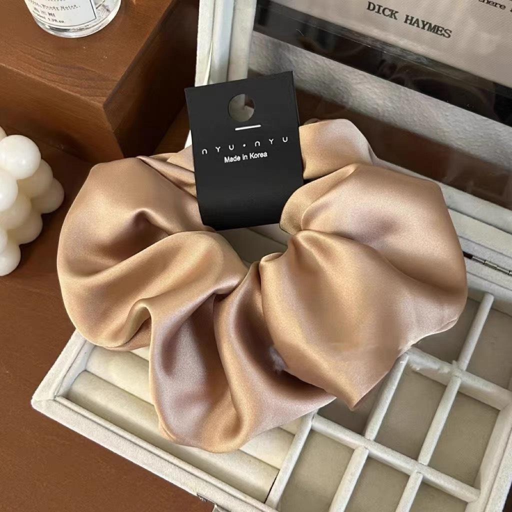 

12cm Diameter Oversized Scrunchies Satin Fabric Solid White Pink Black Rubber Bands Girls Elegant Ponytail Holder Hair Ties Rope хаки