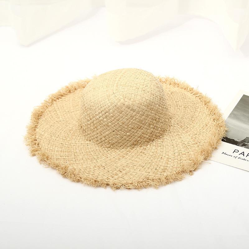 Big Edge Hat Women's Summer Vacation Wind Raffia Straw Hat Big Brim Sunshade Sunscreen Burr Edge Temperament Beach Hat