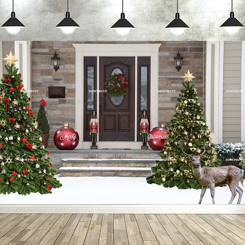Dewprint Christmas Backdrop Background Banner Fireplace Theme Winter Xmas Tree Indoor Decor Family Holiday Party Portrait Photo