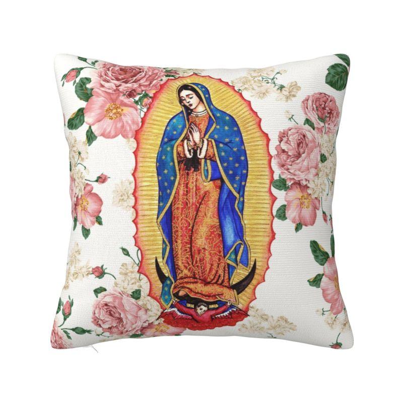Our Lady Of Virgin Mary Mexico Pillow Covers Living Room Christian Jesus Saint Catholic Luxury Cushion Cover Velvet Pillowcase