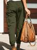 2023 Women's Solid Color Casual Fashion Pocket Work Pants