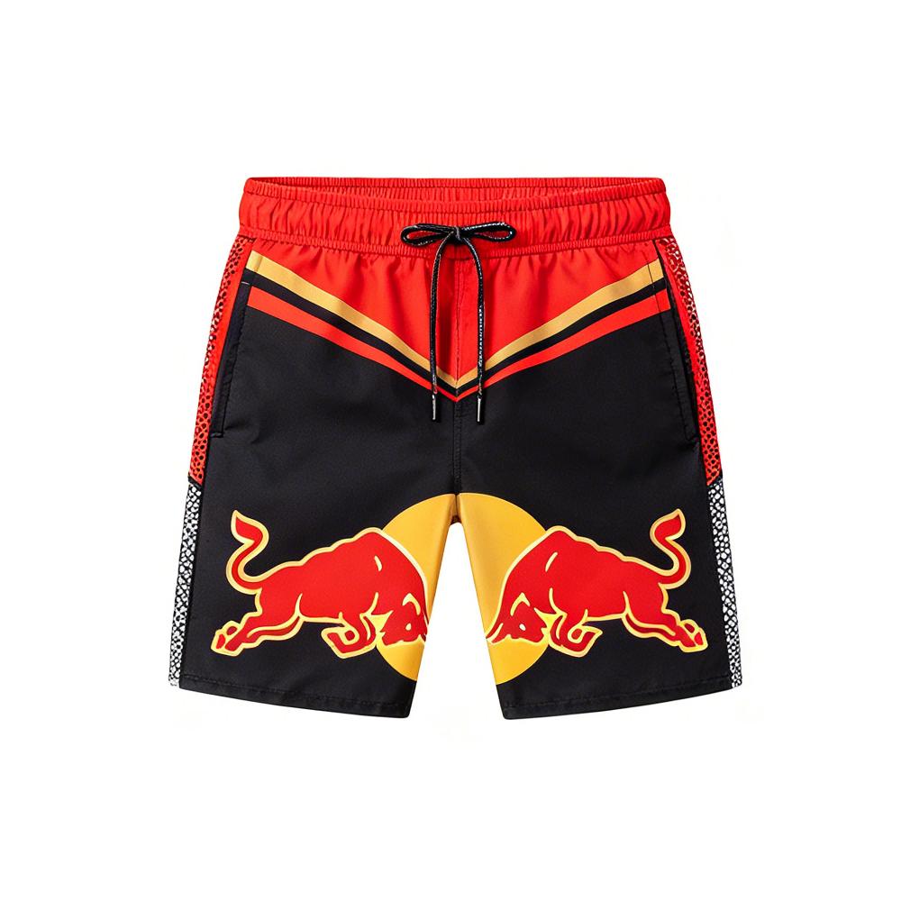 F1 Red Bull Motorsport Swim Shorts Men Summer Quick Dry Beach Board Shorts Casual Sports Racing Style Drawstring Swim Trunks