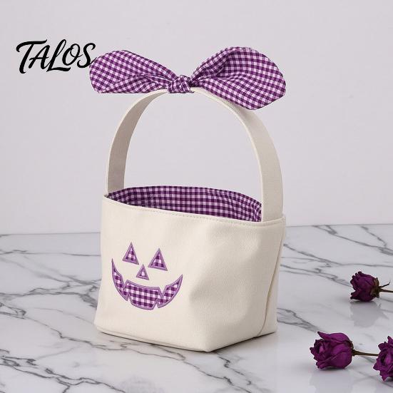 Dekorative Aufbewahrungskörbe für Zuhause Halloween Kürbis Süßigkeitenkorb, Großer Trick or Treat Eimer mit Schleife Kapazität Snacks Griff, DIY Kinder Tragetasche