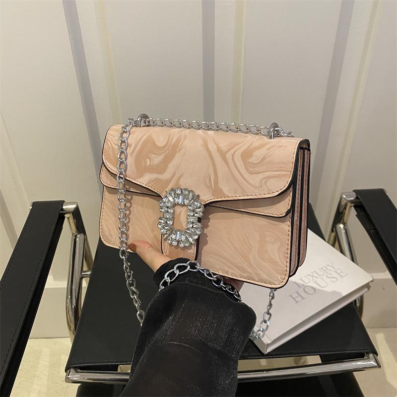 Fashionable Diamond-set Small Square Bag New Style Chinese Style Gem Handbag Women's Bag Fashionable Temperament One-shoulder Crossbody Bag