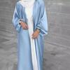 Elegant 2026 Satin Puff Sleeve Cardigan Dress for Women - Middle Eastern Fashion