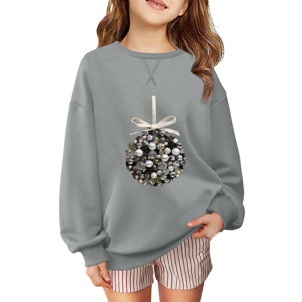 Children's Fashionable Casual Long-sleeved Loose Christmas Print Pullover Sweatshirt