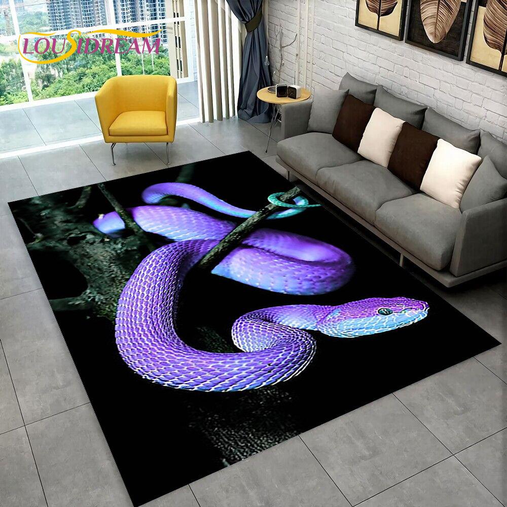 3D Gothic Horrible Snake Serpent Area Rug,Carpet for Home Living Room Bedroom Sofa Doormat Kitchen Decor,kids Non-slip Floor Mat