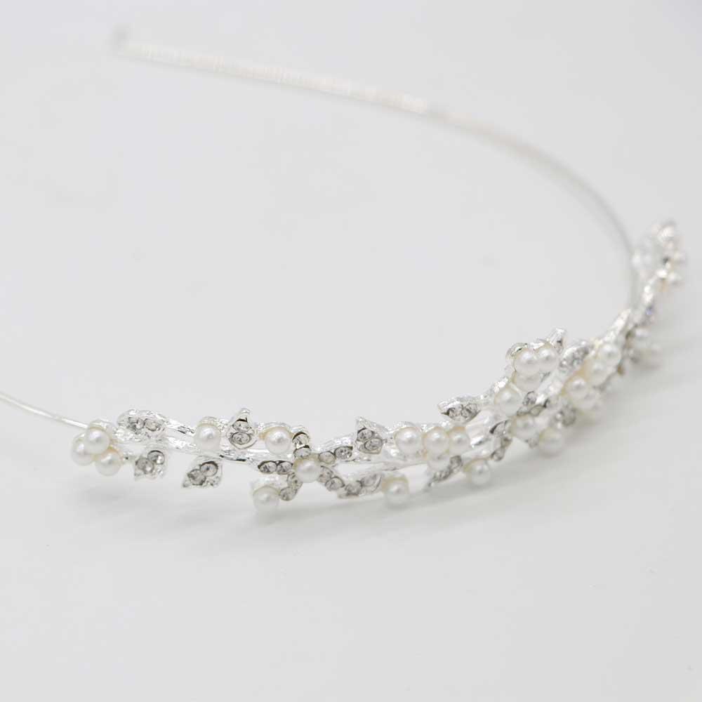 Wedding Fashion Flower Bride Imitation Pearl Rhinestone Crowns Prom Diadem Bridal Tiaras Headpiece