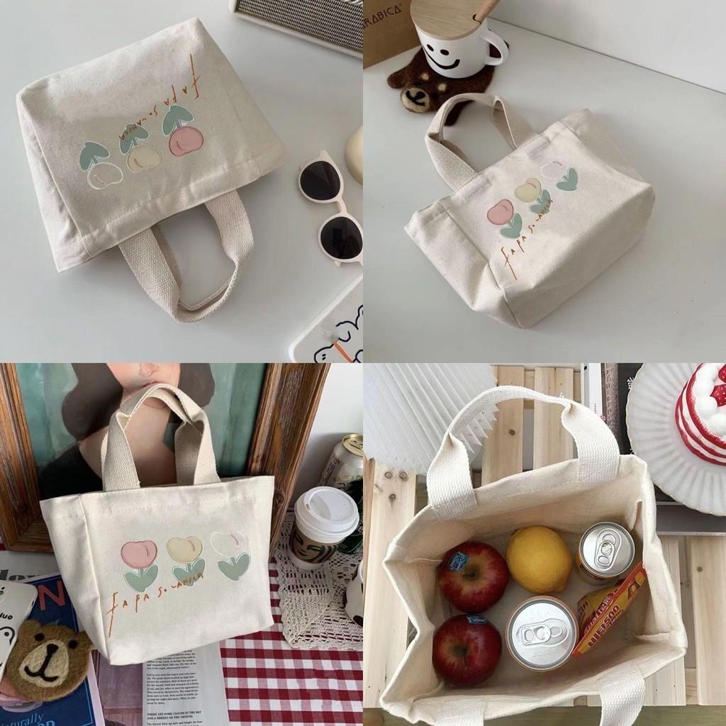 Stylish Canvas Tote Bag Small Capacity Lunch Box Bag For Women