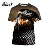 T-shirt da uomo estiva con girocollo, stampa 3D con motivo cobra, alla moda, casual, a maniche corte