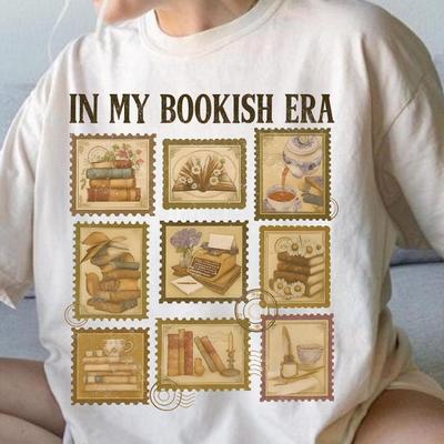 In My Bookish Era Stamp Shirt, Book Lover Postage Stamp Tee, Vintage Book Aesthetic Shirt, Good Day To Read, Booktrovert Summer Librarian
