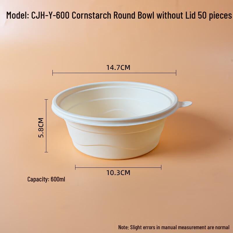 Eco-Friendly Corn Starch Disposable Round Food Containers