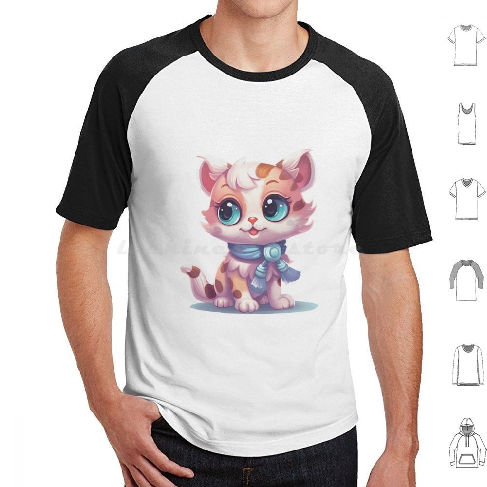 Kawaii Lovely Cat T Shirt Big Size 100 Cotton Cute Cat Illustration Cartoony Cat Design Meowing Cat Art Playful Cat Drawing