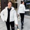 Women Autumn Winter Hooded Solid Color Long Sleevee Zipper Loose All Match Warm Cotton Short Coat Jackets