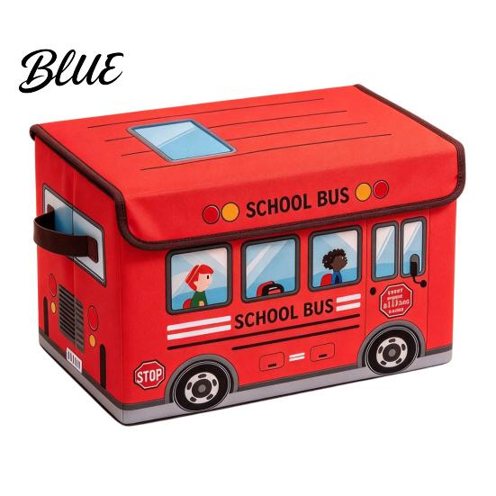 Soft Fabric Toy Safety Lid Box Foldable Bus Storage Chest School Treasure with And Reinforced