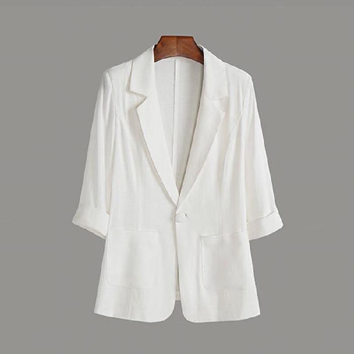 Completo Leggero in Cotone e Lino da Donna per Primavera ed Estate, Moda Casual Stile Britannico, Mini Completo in Cotone e Lino, Blazer Taglie Forti