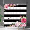 Shower Curtain Waterproof and Mildew-proof Digital Printing Horizontal Strip Plant Flower Printing Shower Curtain Partition Curtain Free Punching