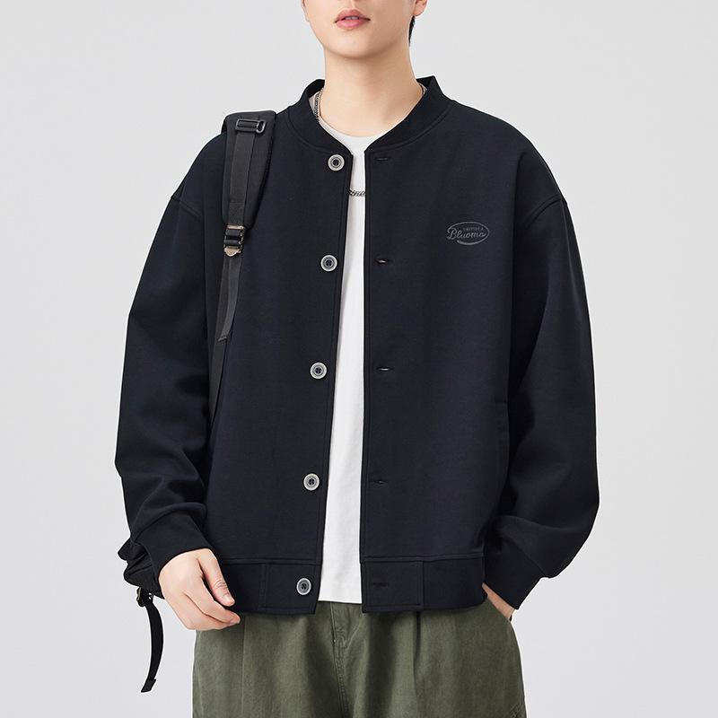 

Autumn and Winter New American Baseball Jersey Men s Loose and Simple Versatile Stand-up Collar Jacket 4XL