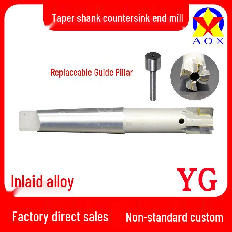 Live Guide Taper Shank Carbide Milling Cutter with Guiding Countersink Flat Bottom Cutter.