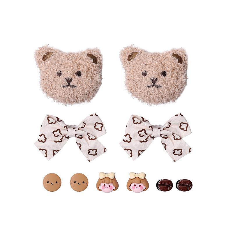 Bow bear cotton slippers, winter women's heightening thick-soled half-drag cotton shoes, wear non-slip warm velvet hole shoes