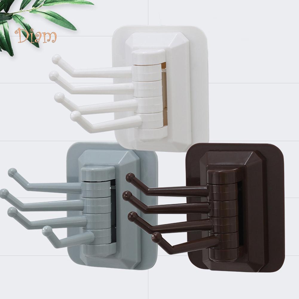 NO.HS Bathroom Wall Mount Self Adhesive Hooks Rotary Towel Sundries Hanger Towels Wash Cloth