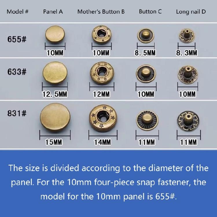 Kit di installazione professionale per bottoni a pressione in rame Heavy Duty 15 mm 12,5 mm Fissaggi per Artigianato Tessile Realizzazione di Abbigliamento