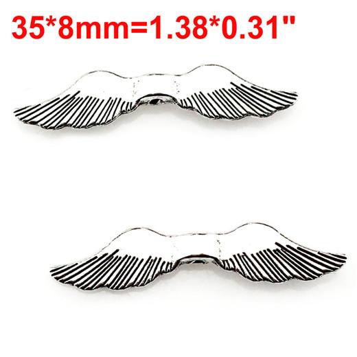 10PCS Vintage Antique Silver Color Alloy Angel Feather Wing Pendant For DIY Jewelry Making