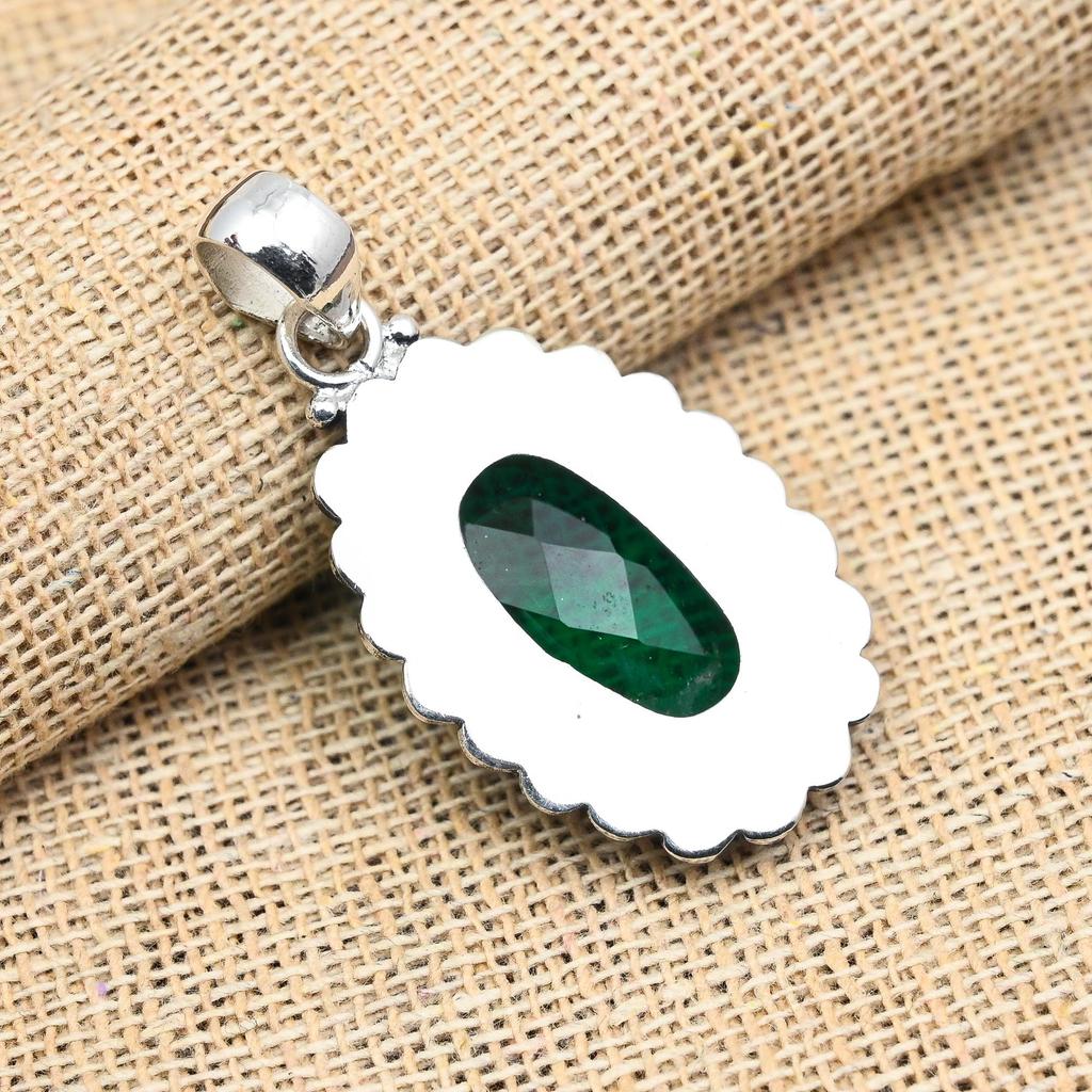 Kromdiopsid Ädelsten Handgjord 925 Massivt Sterlingsilver Smycke För Kvinnor