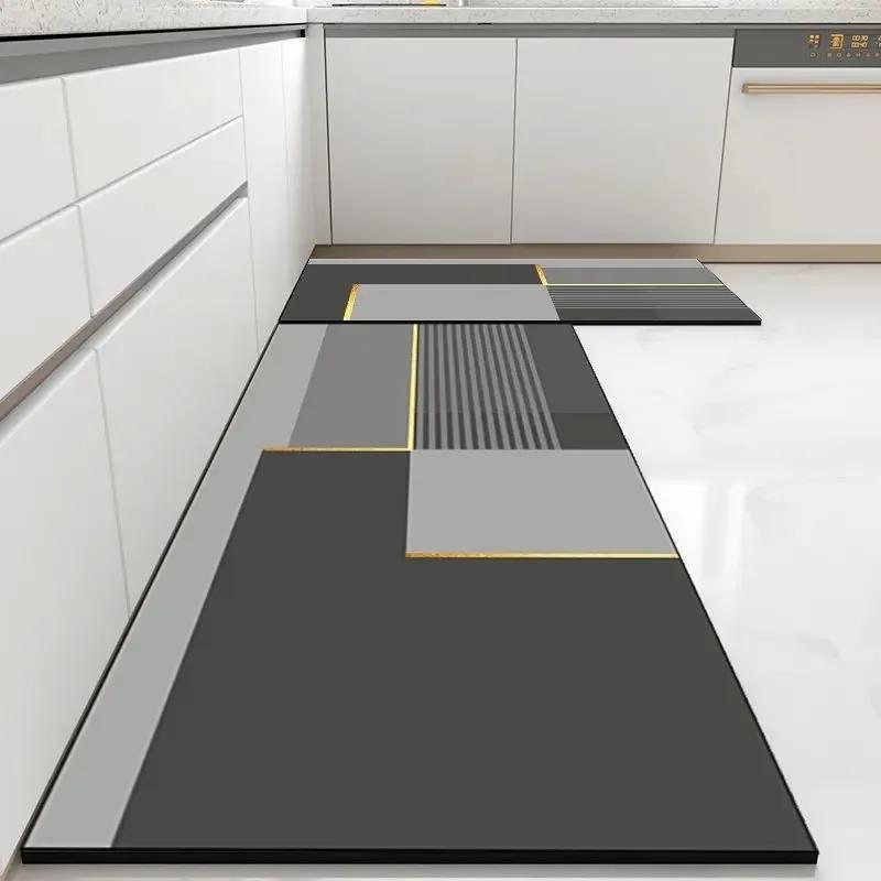 Pvc Kitchen Carpet Non-slip Oil-proof Rug Waterproof Leather Floor Mat Modern Long Strip Carpets Alfombra De Cocina