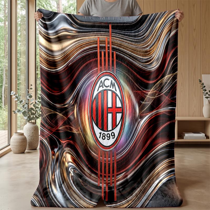 AC Milan Theme Blanket Soft Flannel Blanket Plush Throw Blanket Cozy Sofa Bed Blanket for Home Decor