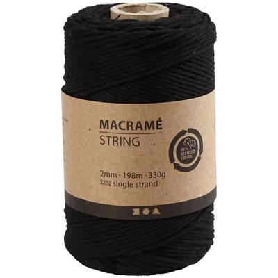 Macrame Rope - Natural Fiber - 2 Mm X 198 M - Black - Breaking Load 546 Kg - Braided