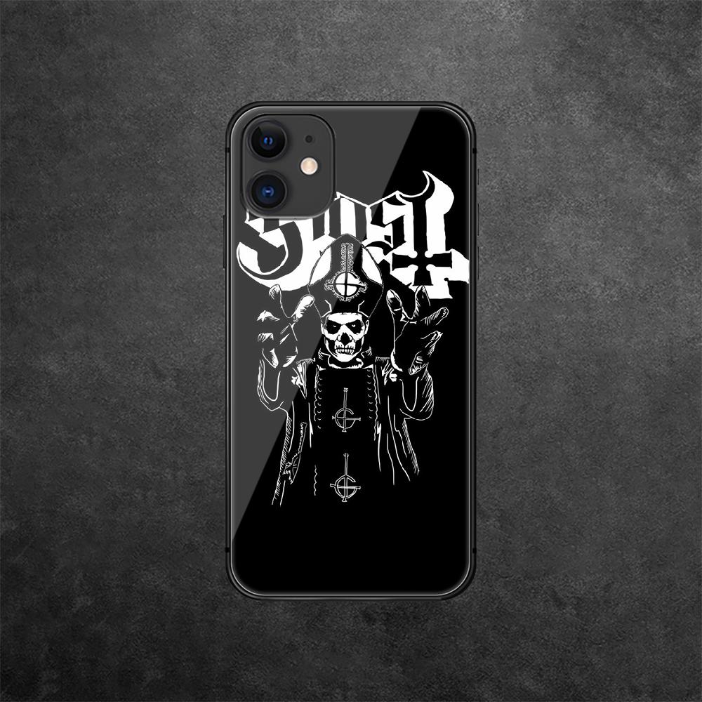 Ghost Rock Band Tempered Glass Phone Case For iPhone Samsung Galaxy Redmi Xiaomi Note S A 16 15 14 13 12 11 20 21 22 23 53 54 Pro Plus Ultra Tpu Cover
